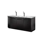 image of Norpole NPBT-72 72" Draft Beer Cooler, 20 Cu Ft, Black Vinyl Exterior, 2 Tap Columns, LED Light