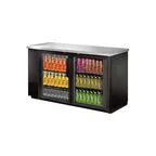 image of Norpole NPGB-60 Refrigerated Back Bar Cabinet w/ 16 Cu Ft Capacity, 2 Glass Doors, Black