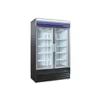 image of Norpole NPGR2-S45B 53" 2-Section Glass Door Merchandiser Refrigerator in Black, 45 cu. ft.