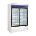 image of Norpole NPGR2 53" 2-Section Sliding Glass Door Merchandiser Refrigerator in White, 45 cu. ft.
