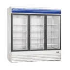 image of Norpole NPGR3-S 78" 3-Section Glass Door Merchandiser Refrigerator in White, 53 cu. ft.