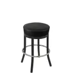 image of Oak Street BB-288 - Backless Bar Stool, 17" Seat, Vinyl Upholstery, Black Metal Frame, Chrome Ring, Standard