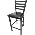 image of Oak Street BM-234R Bar Stool – Rustic Ladder Back, 1-1/4" Hot Rolled Steel Frame, Clear Coat Finish, Footrest
