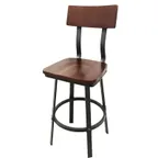 image of Oak Street BM-6058 Outlander Bar Stool - Beech Seat & Back Walnut Finish, Graphite Frame, Footring, Black Glide