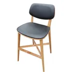 image of Oak Street BW-0234-NT-BLK Harbor Series Bar Stool with Black Vinyl Back & Seat, Black