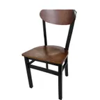 image of Oak Street CM-262 Indoor Dining Chair with Wood Back, Black