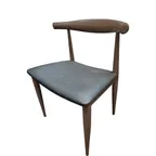 image of Oak Street CM-6063-DW-BLK Elbow Series Side Chair, Black Vinyl Seat, Driftwood Finish, Hairpin Back