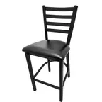 image of Oak Street CS-234 Counter Height Bar Stool, Ladder Back, Black, 1.2mm Welded Steel Frame, 1-1/4" Tubing, Glides