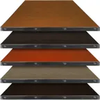image of Oak Street FT3072-E Rectangular Fortress Table Top, 30" x 72", 1-1/8" Engineered Wood Surface, 2" Clear Coated Steel Edge, Made in USA