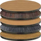 image of Oak Street FT30R-L Round 30" Dia. 1-1/8" Thick Oak Faced Engineered Wood Table Top with 2" Steel Edge