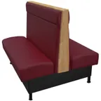 image of Oak Street JSP-4842-DBL 48" Double Plain Back Booth, Upholstered Back with Headroll, Black Vinyl, 42"H