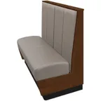 image of Oak Street KW-7242-SGL Kirkwood 72"L Single Channel Back Booth, Upholstered Back, 42"H, Black Vinyl, Stained Oak Top
