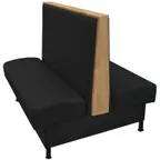 image of Oak Street MAR-4842-DBL 48" Double Plain Back Booth, Upholstered Back & Seat, Oak Wood Top, Black Vinyl Toe Kick