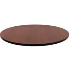 image of Oak Street MB3636FLIP51MH 36x36 to 51 Dia Round Melamine Table Top, Mahogany Finish, T-Mold Edge