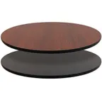 image of Oak Street MB60R 60" Round Reversible Melamine Table Top, 1" Thick, Black Rubber T-Mold Edge