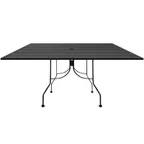 image of Oak Street OB3048-STD 30"x48" Rectangular Boardwalk Table, Indoor/Outdoor, Rolled Steel Top, 2" Umbrella Hole, Black Finish Steel Base