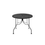 image of Oak Street OB30R-STD 30 Inch Round Outdoor Restaurant Table, Black Finish, Steel Top and Base, 2 Inch Umbrella Hole