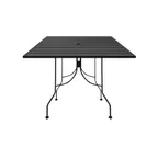 image of Oak Street OB3636-BAR Square 36" x 36" Bar Height Outdoor Restaurant Table, Rolled Steel Top, 2" Umbrella Hole, Black Steel Base, Indoor/Outdoor Use