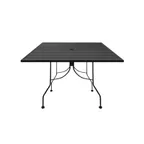 image of Oak Street OB3636-STD 36" x 36" Square Standard Height Indoor/Outdoor Restaurant Patio Table, Rolled Steel Top, 2" Umbrella Hole, Black Finish Steel Base