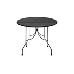 image of Oak Street OB36R-BAR 36 Inch Round Bar Height Outdoor Table, Rolled Steel Top, Black Finish, Steel Base, 2 Inch Umbrella Hole