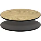 image of Oak Street OB60R 60" Round Reversible Melamine Table Top, 1" Thick, Black T-Mold Edge