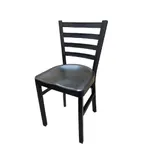 image of Oak Street OD-CM-234-MS Outdoor Dining Chair, Black Powder Coat, Metal Ladderback, Steel Frame