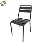 image of Oak Street OD-CM-6079 Outdoor Boardwalk Side Chair with Metal Ladder Back & Seat, Black