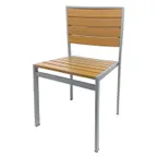 image of Oak Street OD-CM-TK Outdoor Restaurant Chair, Synthetic Teak, Steel Frame, Ladder Back