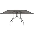 image of Oak Street OD3048-STD Diamondback Series 30" x 48" Rectangular Punched Steel Mesh Top Standard Height Outdoor Restaurant Table with 2" Umbrella Hole and Black Steel Base