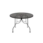 image of Oak Street OD36R-STD 36" Round Diamondback Series Outdoor Restaurant Table, Punched Steel Mesh Top, 2" Umbrella Hole, Black Finish Steel Base