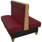 image of Oak Street QBY-6042-DBL 60"L Double Plain Back Booth, Upholstered Back with Headroll, Black Vinyl, Stained Oak Top, 42"H
