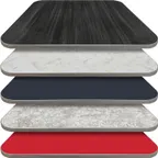 image of Oak Street RT2424 Square Retro Table Top, 24x24, 1-1/4 Thick, Laminate Surface, Rubber T-Mold Edge
