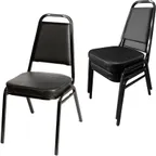 image of Oak Street SL2082-BLK Stacking Chair, Tapered Square Back with Hand Hold