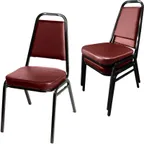 image of Oak Street SL2082-WINE Stacking Chair, Tapered Square Back with Hand Hold