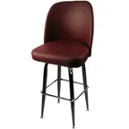 image of Oak Street SL2133-WINE Swivel Bar Stool, Bucket Seat, Waterfall Front, Black Finish, Vinyl, 4° Swivel