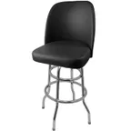 image of Oak Street SL2134-BLK Chrome Bar Stool, Black Vinyl Bucket Seat, Waterfall Front, 4° Slant, Footring, Glides
