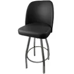 image of Oak Street SL2136-CCS-BLK Chrome Swivel Bar Stool, Bucket Seat, Waterfall Front, Black Vinyl, ClearCoat, Footring