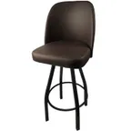 image of Oak Street SL2136-ESP Swivel Bar Stool, Espresso Bucket Seat, Waterfall Front, Black Powder Coat, 4° Swivel, Poly Glides