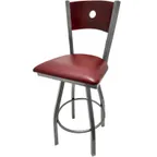 image of Oak Street SL2150-CCS-1S-B Swivel Bar Stool with Bullseye Solid Wood Back and Clear Coat Finish