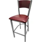 image of Oak Street SL2150-CCS-1S-C Swivel Bar Stool with Birch Custom Back and Clear Coat Finish, Steel Frame