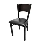 image of Oak Street SL2150-P Indoor Dining Chair with Wood Back, Black