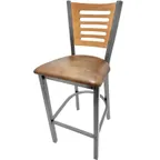 image of Oak Street SL2150CCS-1-5 Bar Stool – 5-Line Birch Plywood Cut‑Out Back, Welded 1.2mm Steel Frame, Clear Coat