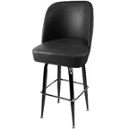 image of Oak Street SL3133-BLK Swivel Barstool with Black Vinyl Bucket Seat, Gloss Black Square Swivel Frame