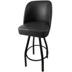 image of Oak Street SL3136-BLK Swivel Barstool with Black Vinyl Upholstered Bucket Seat, Black Coat Finish
