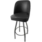 image of Oak Street SL3136-CCS-BLK Swivel Barstool with Black Vinyl Upholstered Bucket Seat, Clear Coat Finish