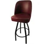 image of Oak Street SL3136-WINE Swivel Bar Stool with Wine Vinyl Bucket Seat, Black Coat Powder Finish