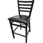 image of Oak Street SL3301P - Ladder Back Bar Stool, 1.2mm Steel Frame, 1-1/4" Tubing, Black Powder Coat, Footrest