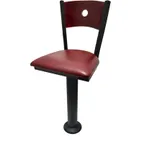 image of Oak Street SL6150-B Swivel Bar Stool, Wood Bullseye Back, Armless, Black Powder Coat Pedestal, 51 Ball Bearings