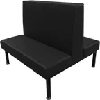 image of Oak Street US-7242-DBL 72" Double Union Station Booth, Upholstered Back & Seat, 42"H, Black Vinyl