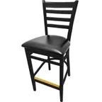 image of Oak Street WB101BLK Bar Stool – Ladder Back, Black Finish, Beechwood Frame, Brass Footguard, Nylon Glides